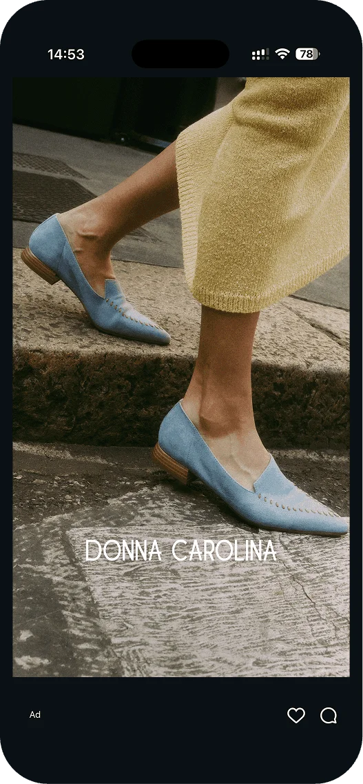 Blue suede loafers in a Donna Carolina ad