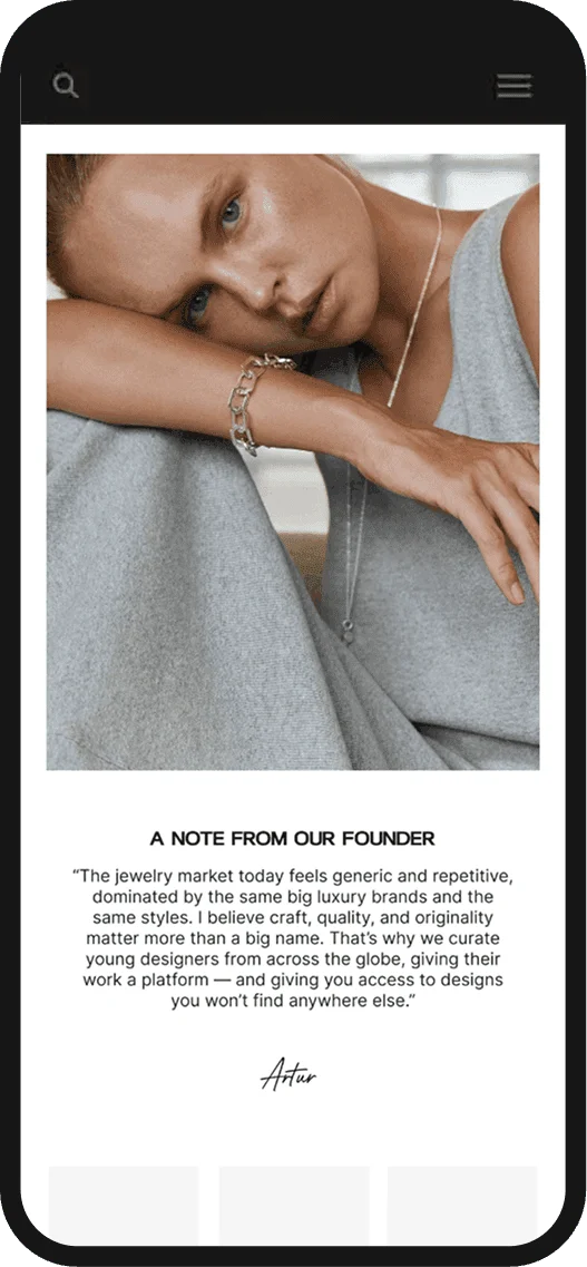 Cold Skin newsletter with a note from the founder