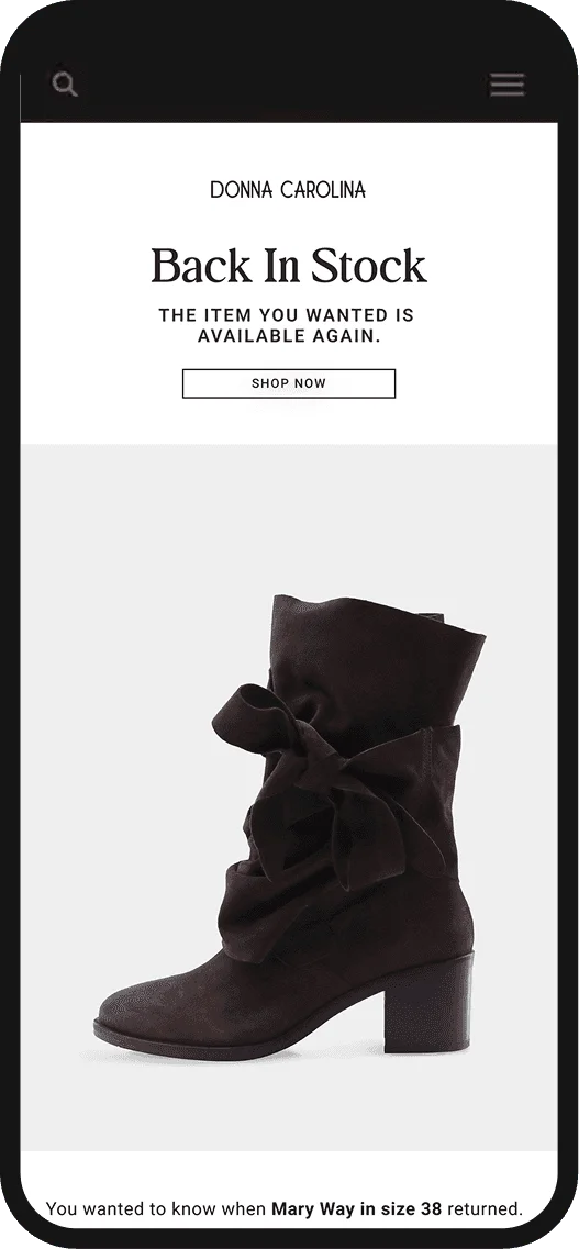 Donna Carolina boots: back-in-stock notification