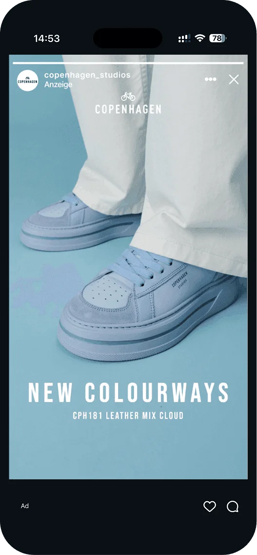 Anzeige von Copenhagen Studios zu neuen Farbvarianten des Sneakers CPH181